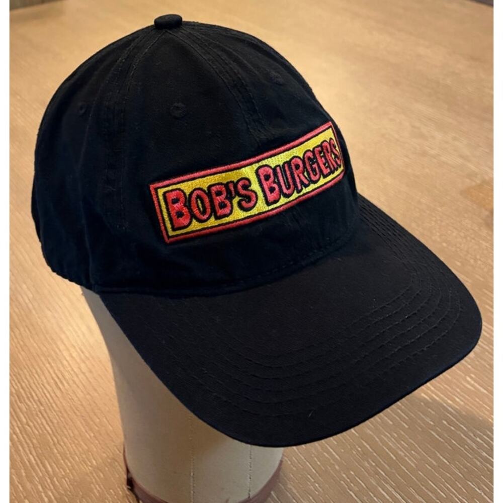 BOB'S BURGERS Adjustable Dad Hat Baseball Cap Embroidered Logo Black Strapback